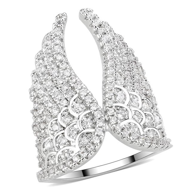 Alamode 3W1543-9 Femmes en Laiton Rhodié avec AAA Grade CZ en Clair - Taille 9