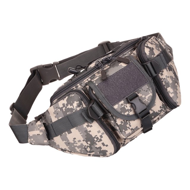 Yuarrent Riñonera con hebilla, cremallera multifuncional, impermeable, camuflaje, para hombre, riñonera, deporte, Camping, escalada al aire libre Mochilas de mochilero camuflaje gris Yuarrent OD022570-05