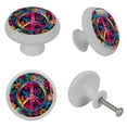thumbnail image 4 of Peace Sign Fluorescent Drawer Pulls: Round 4-Pack with Glow-in-the-Dark Knobs for Cabinets, Wardrobes, Dressers - Furniture Décor, 4 of 6