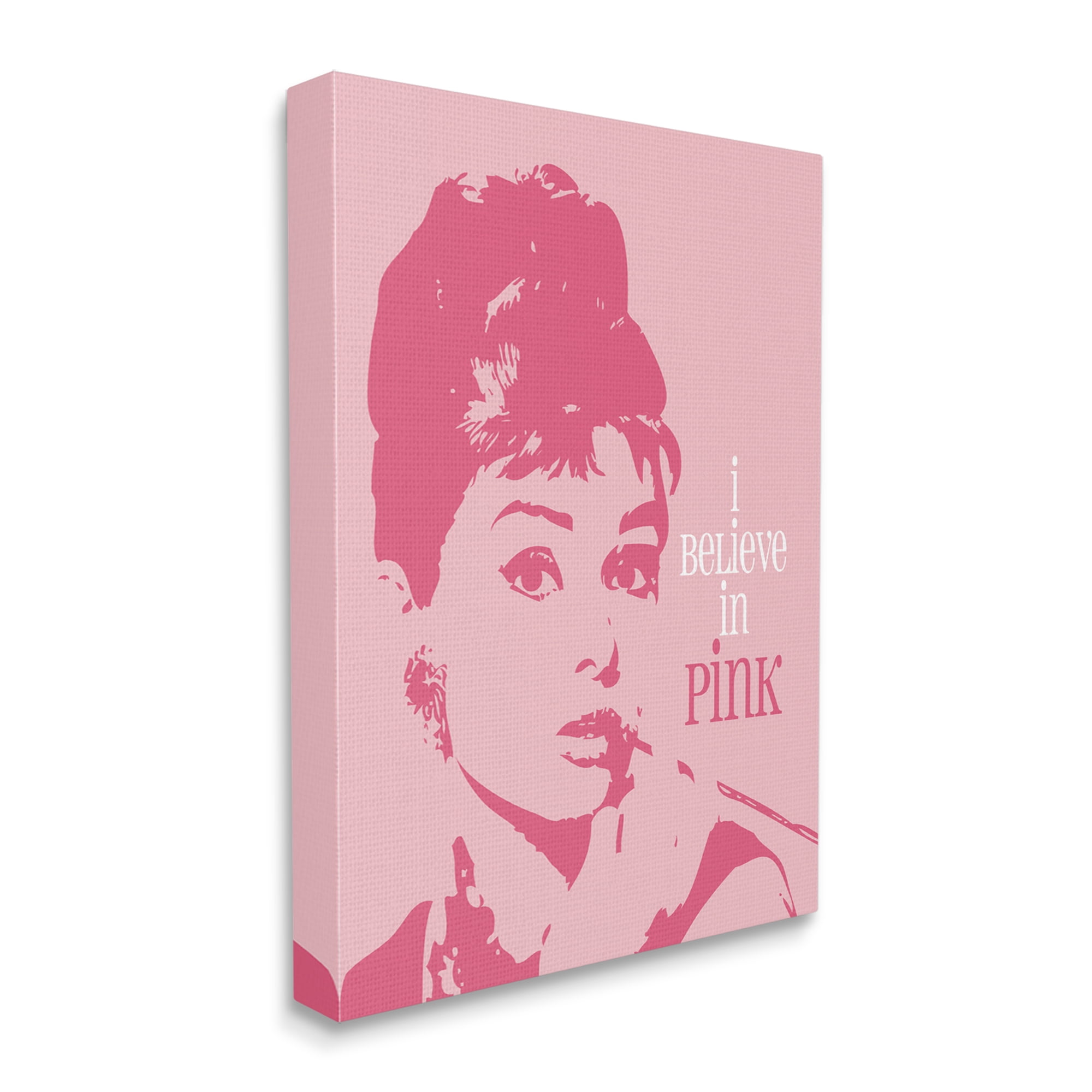 Stupell Believe In Pink Audrey Hepburn Actress Text Design Canvas Wall Art, 24 x 30, Design by Ioana Horvat
