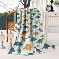 thumbnail image 2 of Colorful Dinosaurs Floral White Pattern Blanket,Comfortable Soft Lamb Wool Throw Blanket,All Season,Warm Lightweight Blankets for Sofa Bed Couch Living Room Chair,60"x80", 2 of 4