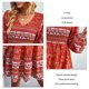 thumbnail image 5 of Vestido con mangas abullonadas, escote en V, largo, fruncido, estampado floral Vestido con escote en V, estampado floral Solución innovadora, 5 of 6