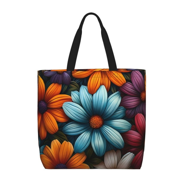 Easygdp Colorful Blooming Flowers Bolsa Tote para Mujer, Bolso de Hombro para Trabajo, Playa, Viajes, Compras y Supermercado