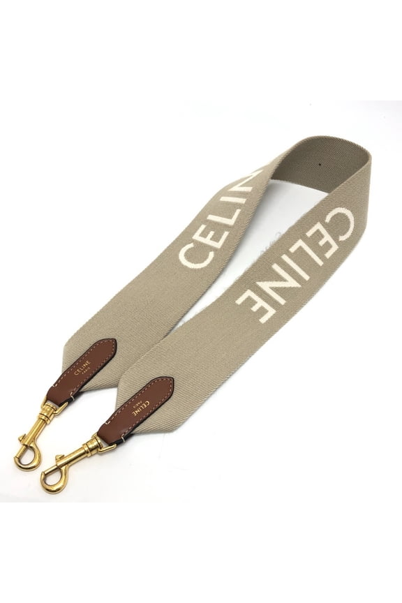 Pre-Owned CELINE 49S022 Logo Jacquard Short Shoulder Strap Canvas Leather Women's Beige