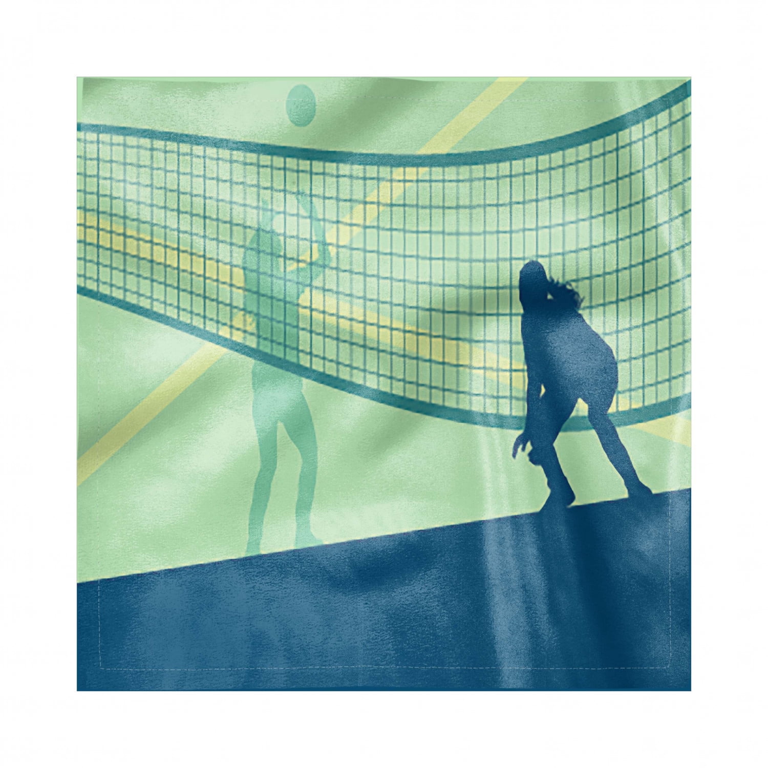 Volleyball Decorative Napkins Set of 4, Scenery of 2 Females Competing