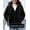 Black, variant on Women's Plus Size Reversible Faux Fur Puffer Coat with Fur Collar Hooded Insulated Padded Winter Outerwear