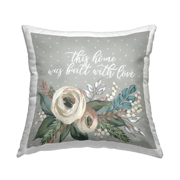 Stupell Industries Built With Love Sentimental Family Quote Florals Design by Michele Norman Throw Pillow