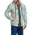 thumbnail image 2 of Kdxio Vintage Floral Print Men Hoodies Casual Hoodies for Men with Zip Pockets Full Zip Long Sleeve Sweatshirt Sports Hooded Jacket-Small, 2 of 5