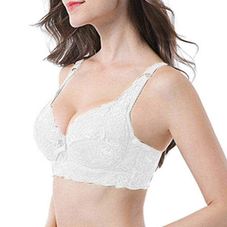 Wireless Bra For Women Push-Up Underwear Solid White 75B