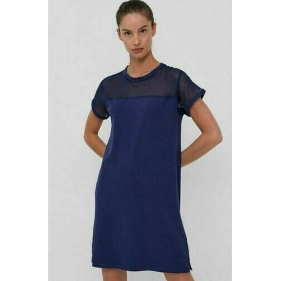 DKNY Sport Mesh-Blocked T-Shirt Dress Blue Size S MSRP $80