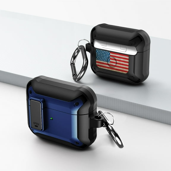 Duo Shield Secure Lock Designed For AirPods 3rd Gen With Hook, Blue/Black