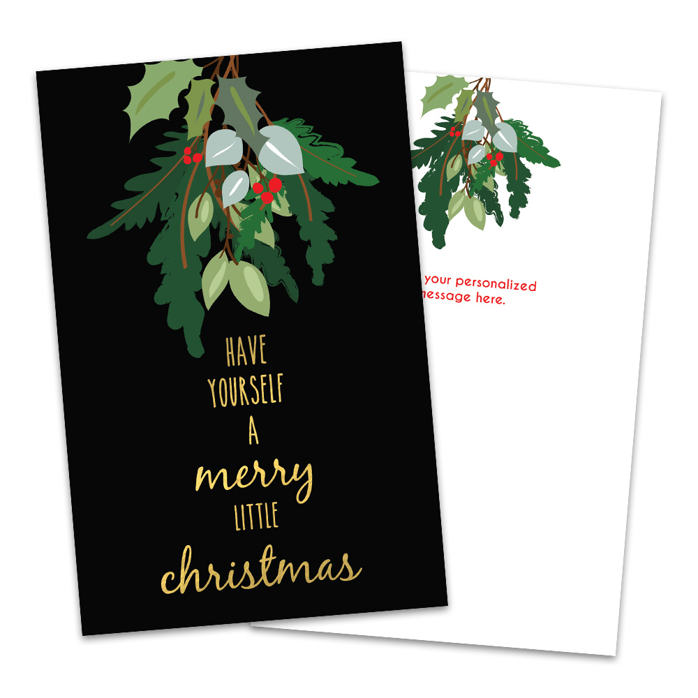 Personalized Hanging Mistletoe Folded Christmas Greeting Card - Walmart.com - Walmart.com