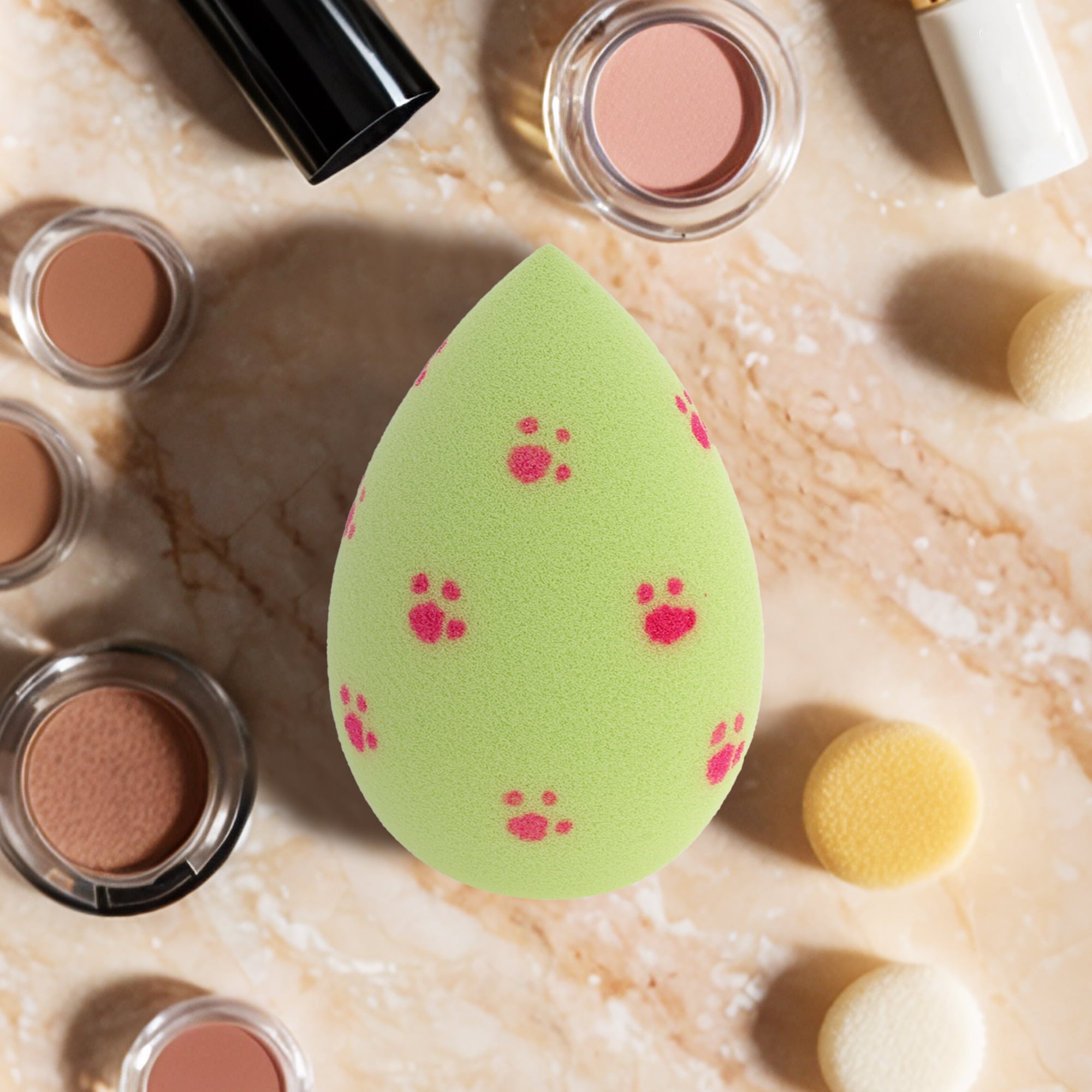 Unique Bargains 1 Pc Cat Paw Face Makeup Sponge Green