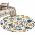 thumbnail image 2 of Vintage Blue Yellow Round Area Rug 4 FT, Non Slip Indoor Outdoor Rug, Spring Enchanted Garden Florals Washable Soft Circular Carpet Non-Shedding Floor Mat for Coffee Table Nursery Foyer Balcony, 2 of 8
