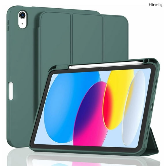 Hionly New iPad 10th Generation 10.9 Inch 2022 / iPad (A16) 11th Generation 11 Inch 2025 Case with Pencil Holder, Smart iPad Case with Soft TPU Back [Support Auto Wake/Sleep] (New Midnight Green)