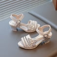 thumbnail image 5 of enyan Girls Summer Sandals Flat Open-Toe Lightweight Sandals for Toddler Little Kids Toddler Sandals,Beige,Size 2, 5 of 7