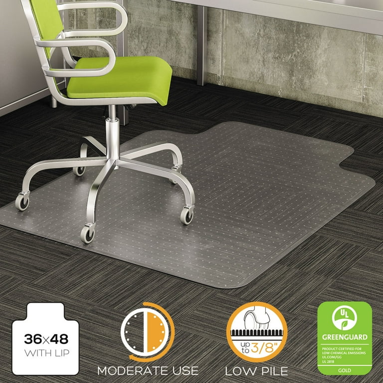 DuraMat Moderate Use Chair Mat, Low Pile Carpet, Flat, 36 x 48, Lipped, Clear DuraMat Moderate Use Chair Mat, Low Pile Carpet, Flat, 36 x 48, Lipped, Clear