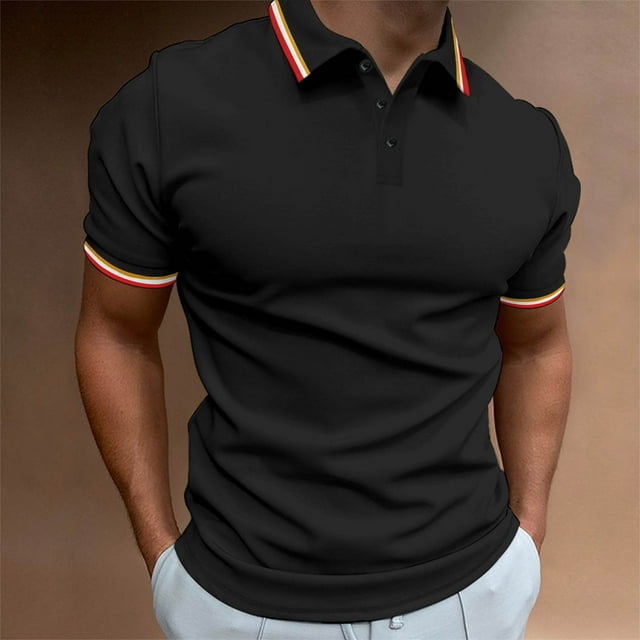 Chemises à Manches Courtes pour Hommes, Chemises Décontractées à Manches Courtes pour Hommes, T-Shirt Décontracté pour Hommes Couleur Unie Col Rabattu Hauts à Manches Courtes Blouse