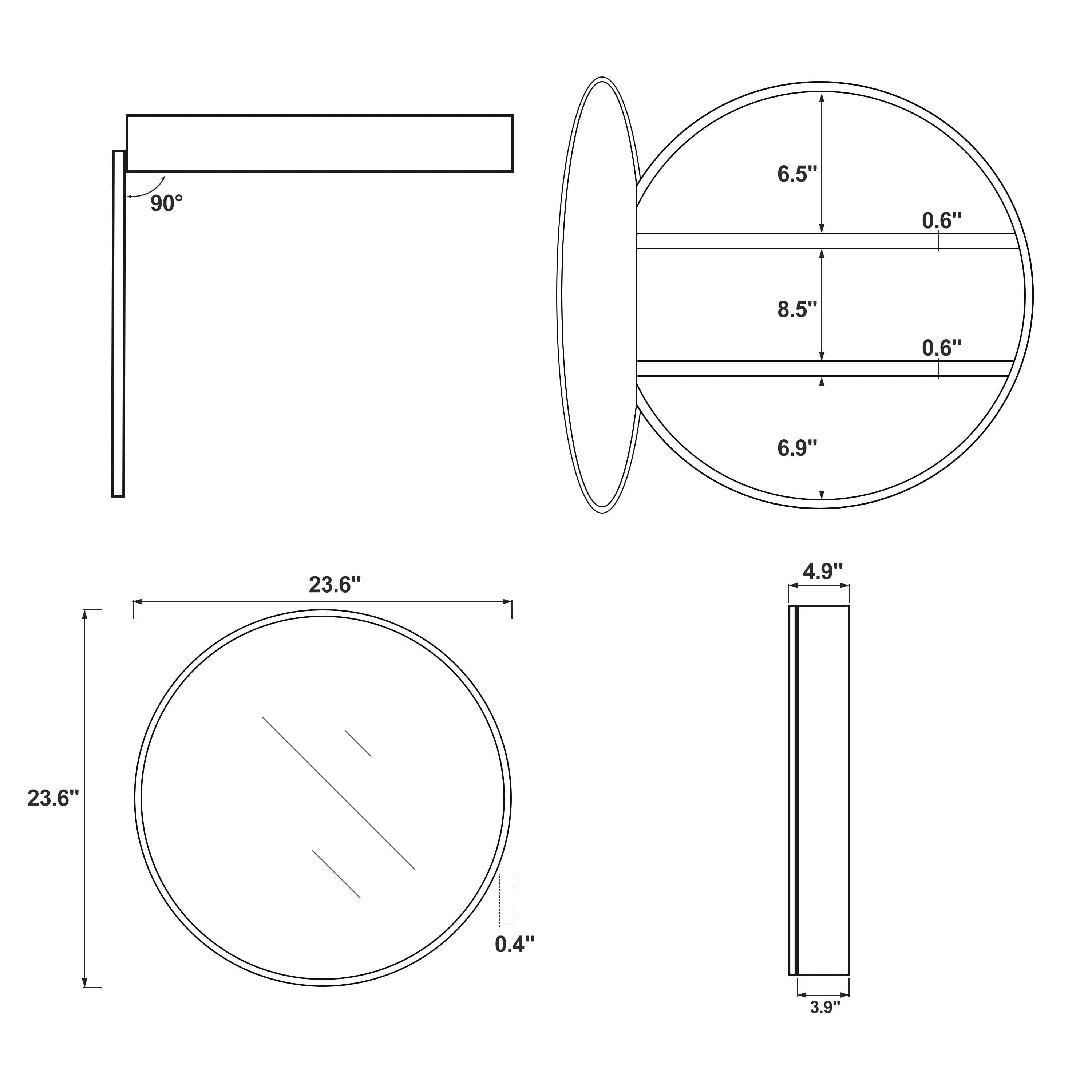 MAYEERTY 24x24x5 Inch Metal Round Medicine Cabinet for Bathroom
