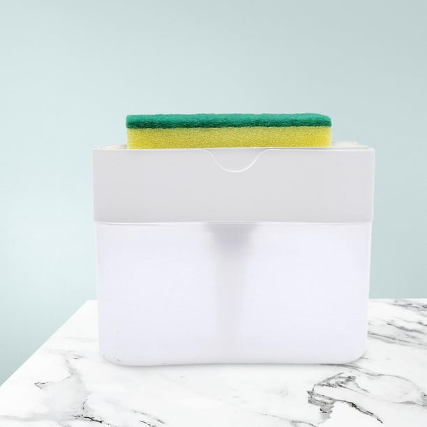Dispensador de jabón y soporte para fregador, dispensador de jabón para lavar platos de fregadero, dispensador de jabón para platos multiusos, botella Blanco BLESIY dispensador de jabón