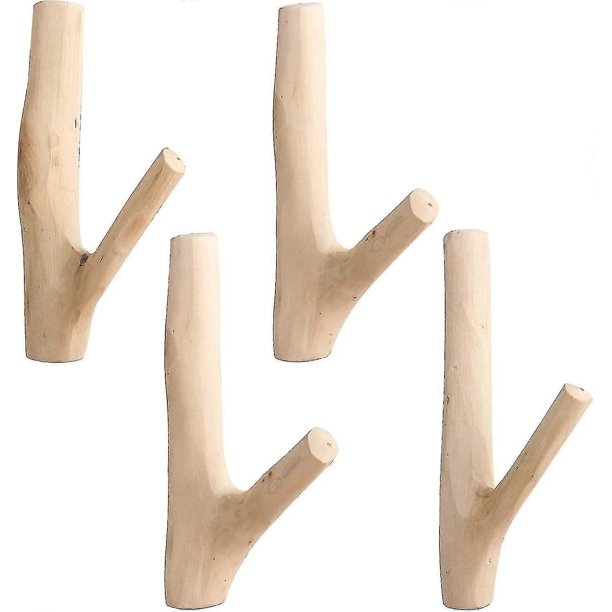 4 Pieces Natural Wood Hook,wooden Hook,cylinder Wall Coat Hook Decorative Hook,wooden Hook For Hanging Coats Hats Bags Towels(width 2 - 3 Cm)