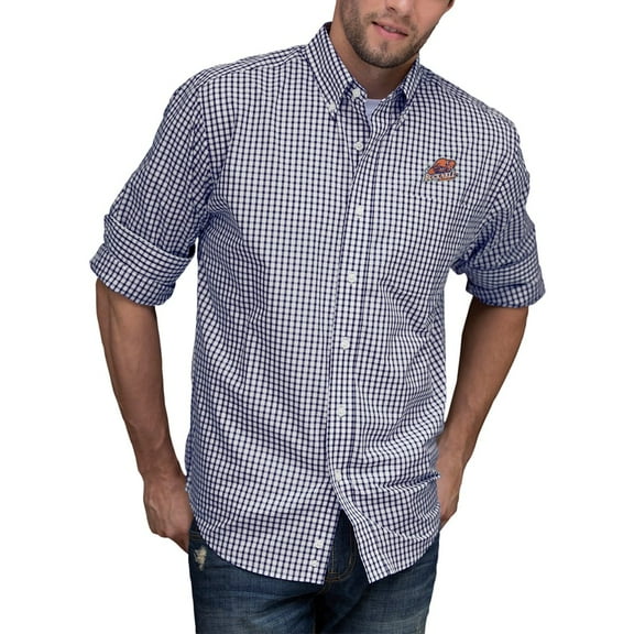 Men's Navy/White Bucknell Bison NCAA Gingham Button-Down Check Shirt