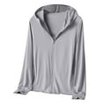 thumbnail image 3 of Women's UPF 50+ Sun Protective Hoodie, Zip Front Lightweight Hiking Shirt, Long Sleeve UV Protection Top, Breathable Running Shirt, Casual Sun Hoodie, Outdoor Activewear GY1 L, 3 of 6