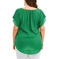 thumbnail image 4 of Uhndy Lace Patchwork Plus Size Women V-neck Tops Summer Blouse, 4 of 5