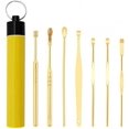 thumbnail image 1 of 7Pcs/Set Ear Care Keychain Portable Stainless Steel Ear Curette Ear Wax Remover Tool Ear Wax Pickers Earpick(Gold), 1 of 7