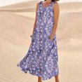 thumbnail image 4 of Vestido de Verano para las Mujeres sin Mangas Lino-Look Impreso Maxi, Suelto Fluido Y Vestido Sexy de Moda para las Mujeres, 4 of 4