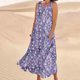 thumbnail image 2 of Vestido de Verano para las Mujeres sin Mangas Lino-Look Impreso Maxi, Suelto Fluido Y Vestido Sexy de Moda para las Mujeres, 2 of 4