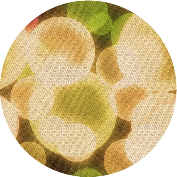 Ahgly Company Indoor Round Patterned Chrome Gold Yellow Area Rugs, 7' Round