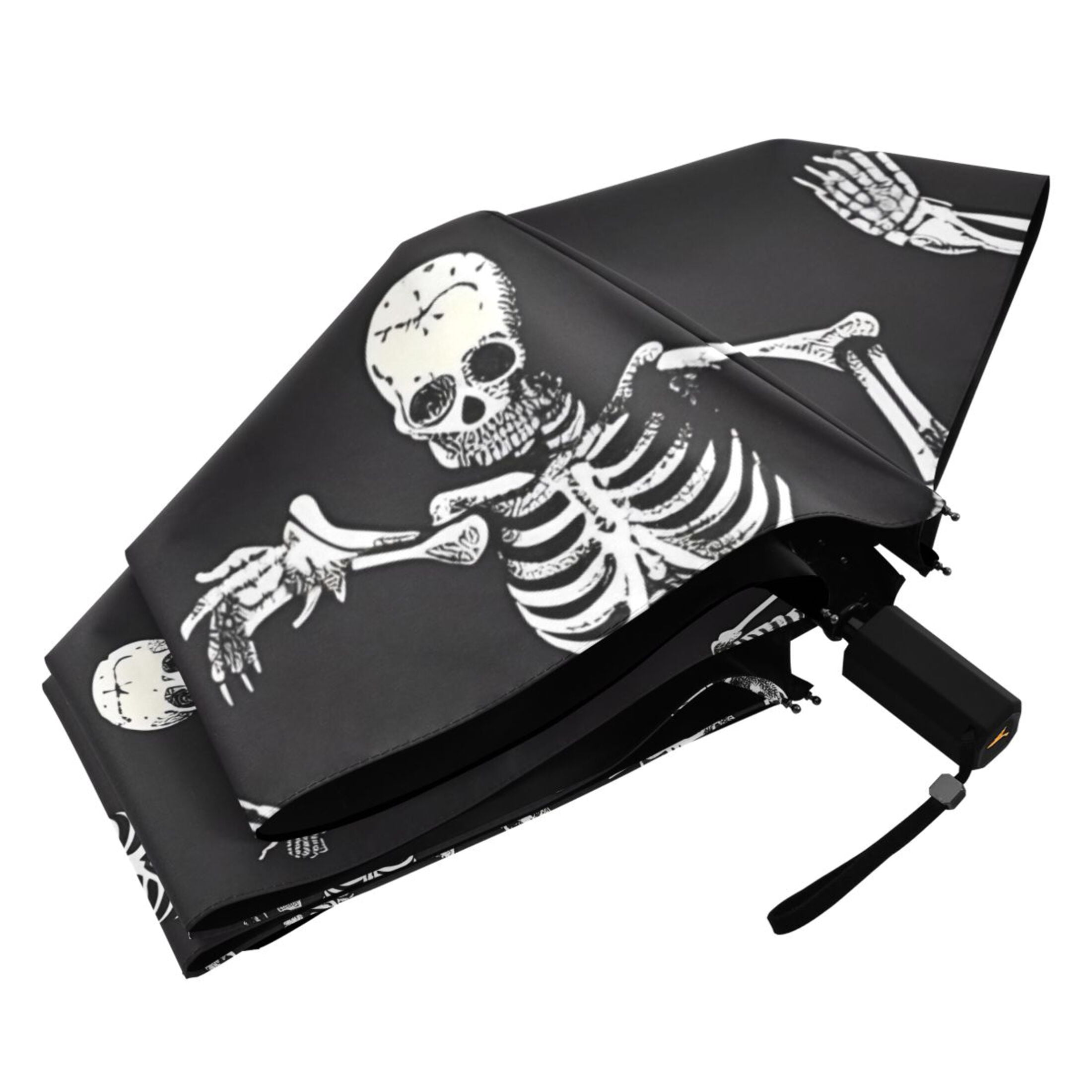 Skeletons Skull Compact Sun Umbrella Windproof Travel Umbrellas for Rain Strong Portable UV Protection