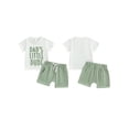 thumbnail image 3 of Aojekbee 2Pcs Baby Boy Summer Outfits Short Sleeve Letter Embroidery T-Shirt + Elastic Shorts Set Infant Clothes, 3 of 10