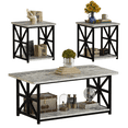 thumbnail image 4 of MIERES Modern 3 Piece Coffee Table Set with Storage Shelves, Wooden Living Room Center Table and End Tables, Alloy Frame, Gray, 4 of 11