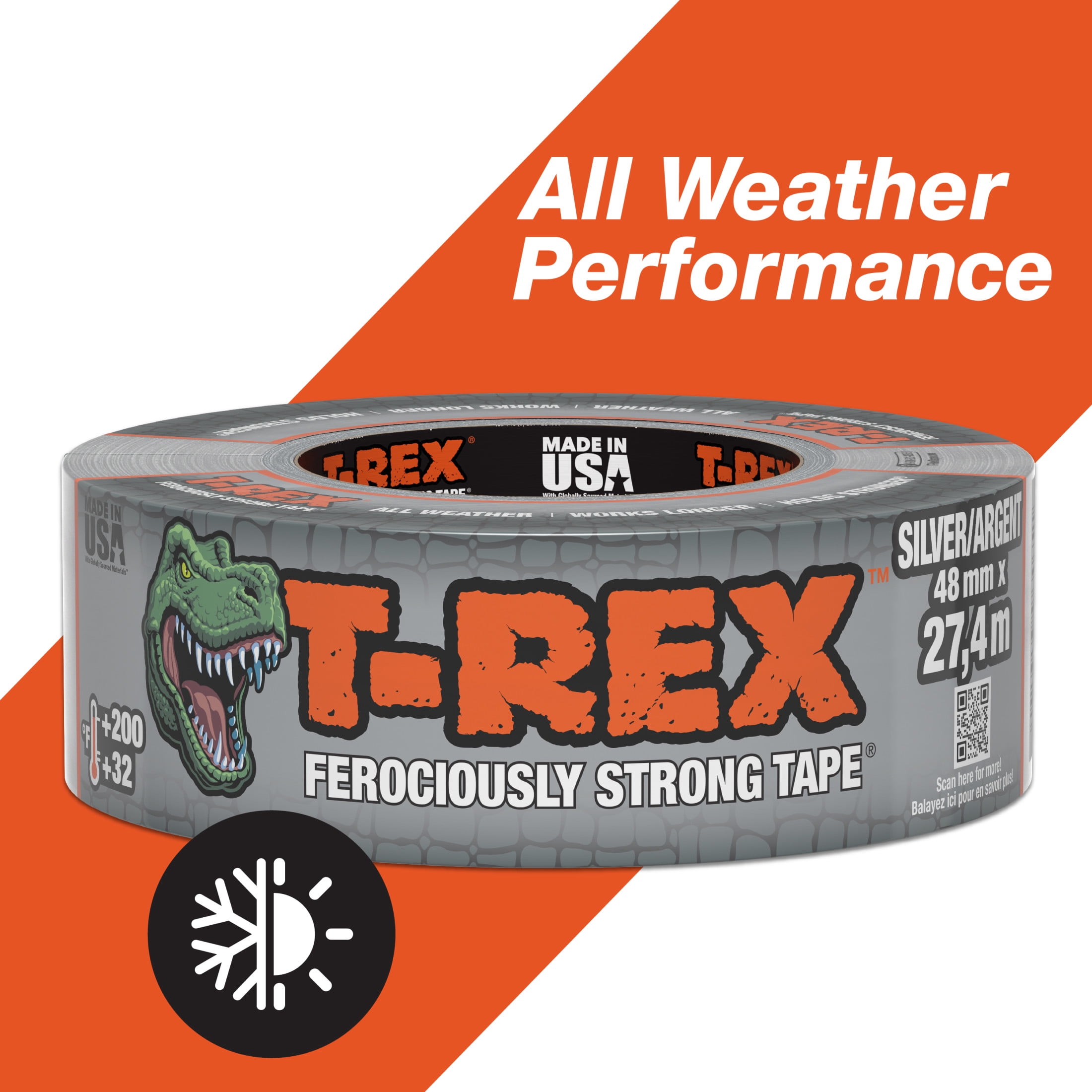 (2 pack) T-Rex Ferociously Strong Duct Tape, 1.88 in. x 30 yd., Gunmetal Gray