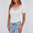 thumbnail image 1 of Letimco Breathable Quick Dry Slim Fit Rhinestone Patch Short Sleeve Crew Neck Top for Women - Solid Color for Date Party Daily Summer, 1 of 6