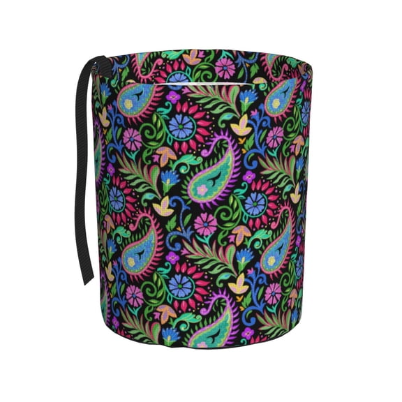 Honeii Watercolor Floral Paisley Print Waterproof Car Trash Can,Waterproof Portable Collapsible Trash Can,Garbage Container fits Most Cars,SUVs,and Trucks