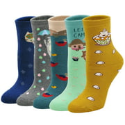 Artfasion Women Thermal Socks Cotton Winter Warm Extra Thick Socks Cute Funny Colourful Knitting Animal Pattern for Boots Ladies Ankle Socks,5 Pack