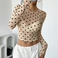 thumbnail image 2 of Plus Size Summer Clothes for Women Sheer Polka Dot Mesh Casual T Shirt For Spring And Summer Button down Short Sleeve Shirt Women Corduroy Button Long Sleeve Warm Compression Base Beige 2XL, 2 of 9