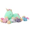 MorisMos Unicorn Stuffed Animal Mommy Unicorn with 4 Babies Plush Toy