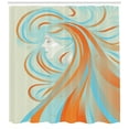thumbnail image 3 of Ambesonne Abstract Shower Curtain, Long Haired Woman Art, 69"Wx70"L, Orange and Sky Blue, 3 of 3