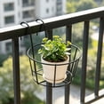 thumbnail image 5 of Iron Hanging Flower Basket, European Style Round Planter for Balcony Railing Porch Garden, Metal Holder for Outdoor Indoor Use, 2 Pcs Black Hanging Railing Planters for Fence Deck Decor, 5 of 9