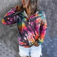 thumbnail image 3 of Women's Button Drawstring Pocket Casual Long Sleeve Tie Dye Gradient Print Hoodie Sweatshirt Tunic Length Sweatshirt Tunic Hoodies Women Long Tunic Hoodies Women up Sweatshirt Thick Womens Hoodies, 3 of 5
