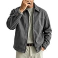 thumbnail image 3 of Josdec Faux Suede Lapel Zip Up Jacket for Men Loose Casual Outer Coat with Pockets Solid Color for Fashion Daily S‑2XL, 3 of 8