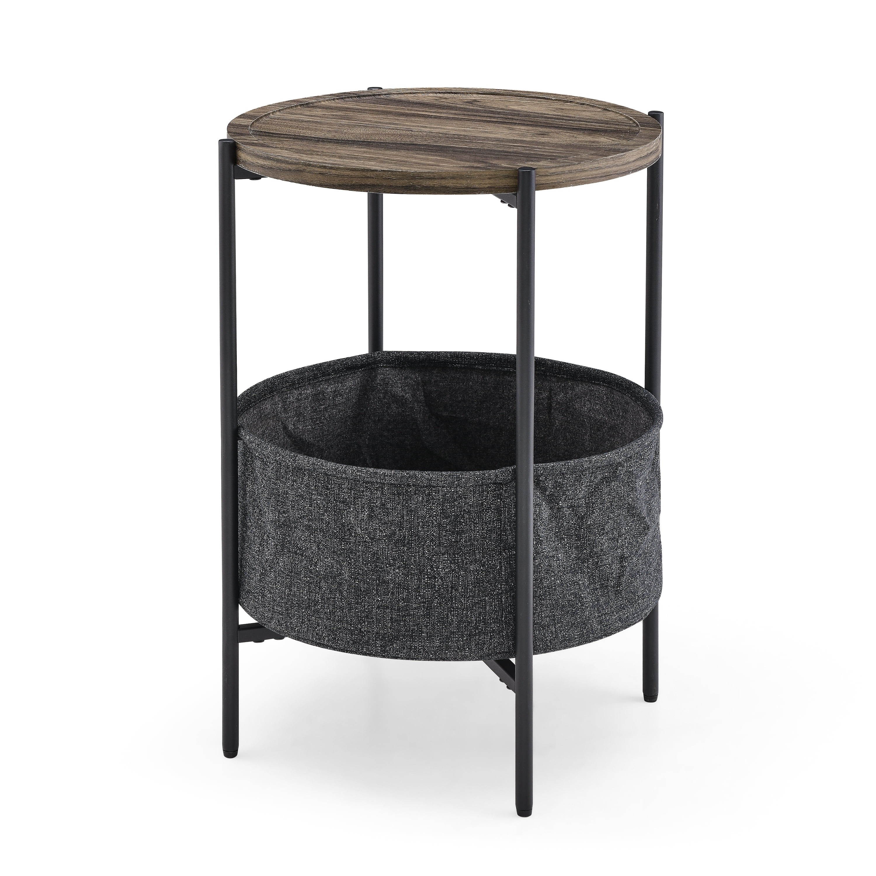 Private Jungle Table Sofa Side Round Table with Detachable Tray and Fabric Storage Basket,Durable Small Round Coffee Table Snack Table Private Jungle Table Sofa Side Round Table with Detachable Tray and Fabric Storage Basket,Durable Small Round Coffee Table Snack Table