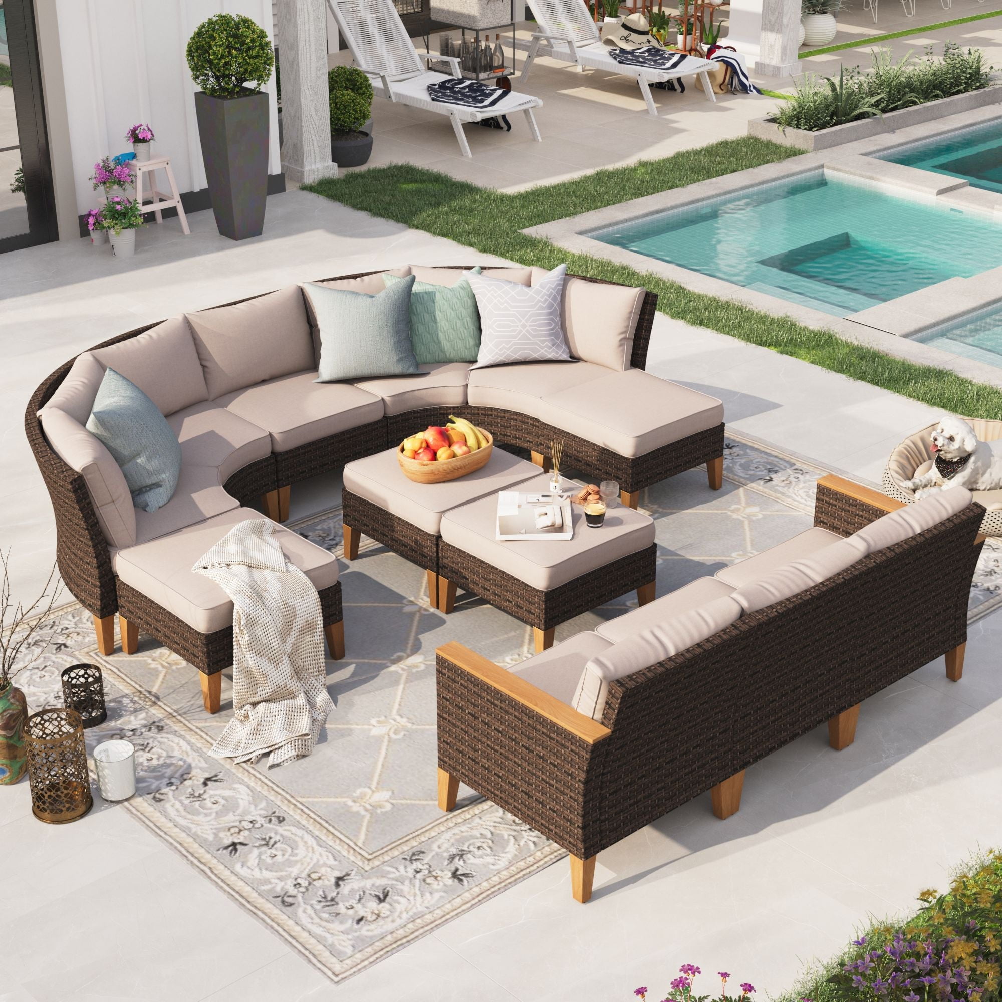 Sophia & William 12 Piece Wicker Outdoor Patio Conversation Sofa Set