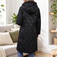 thumbnail image 6 of Women's Quilted Jacket Zipper Up Hooded Long Lightweight Padding Down Coat (Black S), 6 of 7