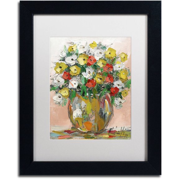Trademark Fine Art "Spring Flowers in a Vase 8" Canvas Art by Hai Odelia, White Matte, Black Frame