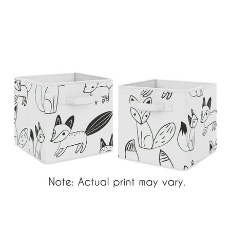 UPC: 0846480066309 | Fox Black and White Collection Foldable Fabric Storage Bins – Set of 2
